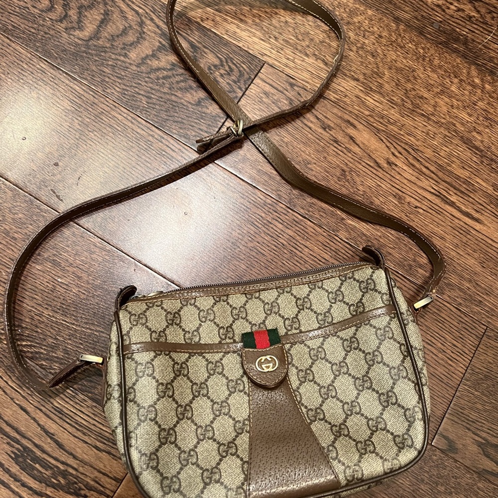 GUCCI PVC CANVAS BROWN CROSSBODY BAG